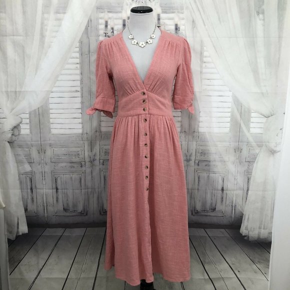 Free People Love Of My Life Pink Button Dress XS - Picture 2 of 9